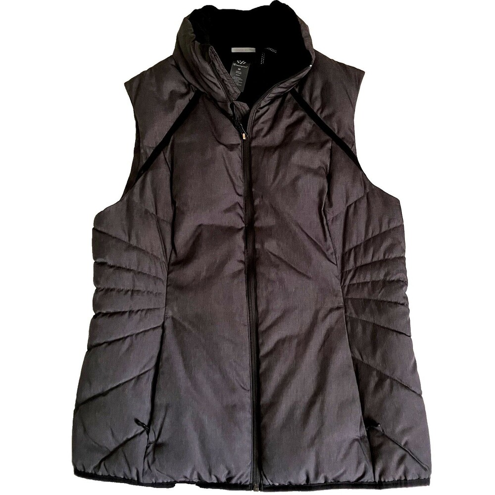C9 Champion Puffer Vest Sleeveless Full Zip Gray M Women Poly Ski Snowboard Y2K